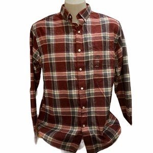 Van Heusen Men's Maroon Plaid Button Down Casual Shirt New
